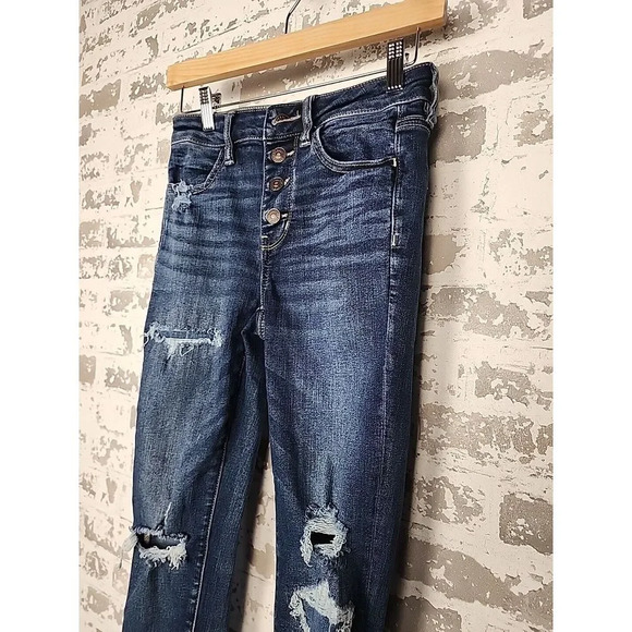 American Eagle Next Level Stretch Distressed Hi-Rise Jegging Womens Size 4 Short - Picture 4 of 16